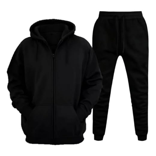 Conjunto Blusa De Frio Com Ziper e Calça Casaco de Algodão Flanelado Feminino Masculino (BR, Alfa, M, Regular, Regular, Preto)