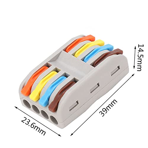 Image of 4 to 4 Inline Wiring Cable Connectors - Quick connectore Terminal Blocks - Electrical Connectors Blocks (4pcs, 4 to 4 Inline, Multi)