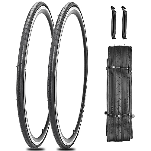 2 Pack 700x23C Road Bike Tires with Levers