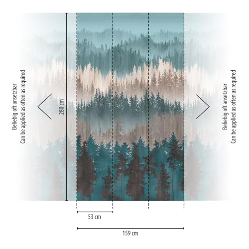 Livingwalls Travel Styles - Carta Da Parati In Tessuto Non Tessuto, Motivo Forestale, Colore Blu E Marrone, Per Diversi Ambienti, 1,59 M X 2,80 M - 2