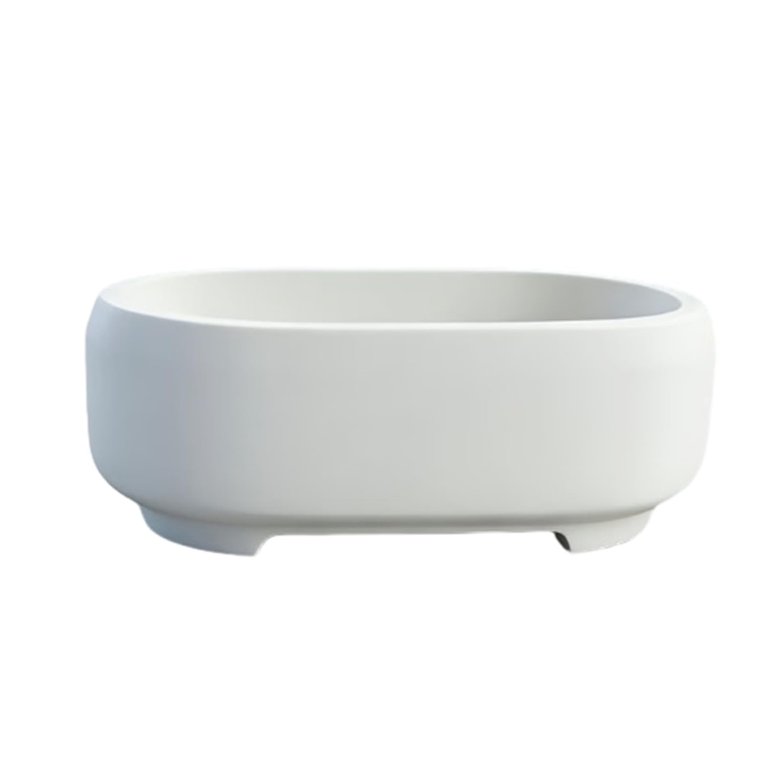 sugerou Oval Plant Pot for Indoor Succulents, Decorative Modern Flower Container for Small Foliage Plants, Durable PLA Desk Organiser for Home Office, 15cm Length White