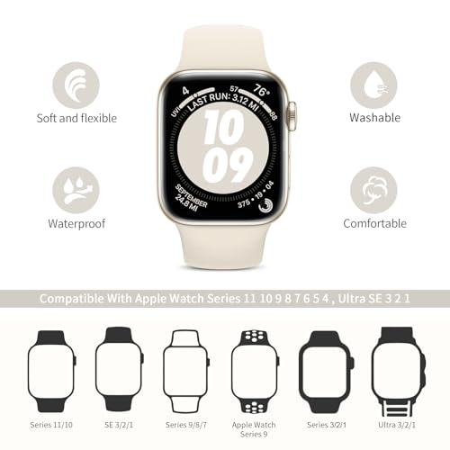 Image of 6 Pack Sport Bands Compatible with Apple Watch Band 38mm 40mm 41mm 42mm 44mm 45mm 49mm 46mm for Men Women,Silicone Waterproof Strap for iWatch Apple Watch Ultra 3 2 Series 11 10 9 8 7 6 5 4 1 SE