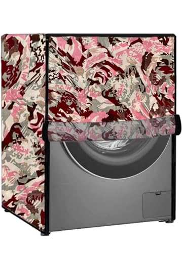 Image of Waterproof & Dustproof Top Front Load Washing Machine Cover for 6 kg 6.5 kg 7kg & 7.5 kg Compatible for IFB LG Samsung Whirlpool Bosch Haier (JUNGLE PINK RED)