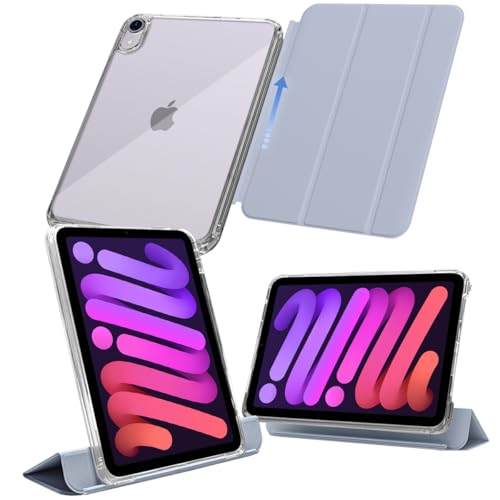 MS factory iPad mini 7 6 用 ケース mini7 (A17 Pro 2024 第7世代) mini6 (2021 第6世代) 取り外し可能 軽量 耐衝撃 カバー 縦置き/横置きスタンド アイパッドミニ ソフトフレーム 背面透明 ペールウィステリア 淡藤色 IPDM6-SLD-LPP