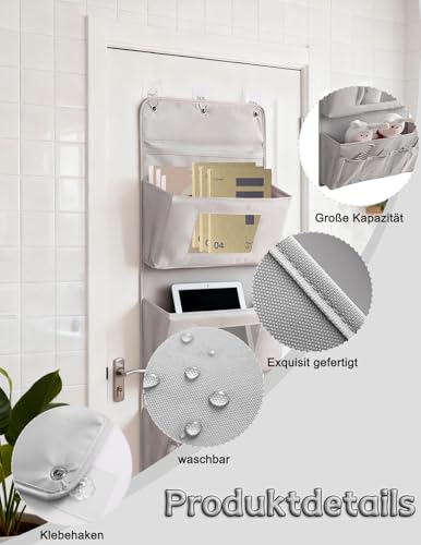 OFFAXE Hängeorganizer 3-Schichten 40x90cm – Faltbarer Wandorganizer aus Oxford-Stoff mit 3 Taschen & 3 Haken, Tür Organizer ohne Bohren, Aufbewahrung für Badezimmer, Kleiderschrank & Türhinterseite