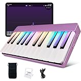 Peppop Smart Piano Keyboard with Built-in LED Light and Free App, 24-Key Smart Piano for Beginners, Portable travel piano Keyboard,Mini Piano Keyboard, MIDI Supported, Birthday or Holiday Gift(Purple)