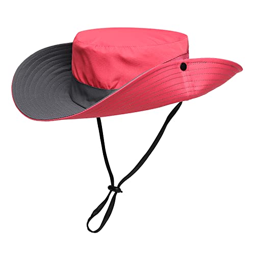 Image of Womens Summer Sun Hat Beach Hat Wide Brim Outdoor UV Protection Hat Foldable Cool Mesh Ponytail Bucket Hat