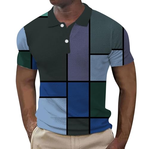 Polo homme à carreaux imprimé dégradé chic pour le printemps et l'extérieur confortable