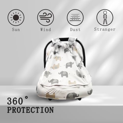 Image of Baby Car Seat Canopy Cover, Breathable Sun Shade, Full Privacy for Newborns & Infants, Universal Fit for Boys & Girls