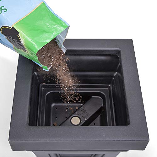 Step2 Atherton Planter Box – Onyx Black Indoor Or Outdoor Planters – 2 Pack – Customizable Self-Watering Feature – Durable, Low Maintenance Construction – Fully Assembled #TOP2