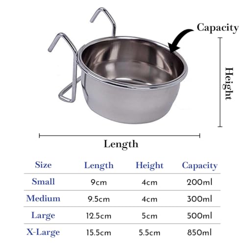 Image of Pets Empire Best Stainless Steel Birds Coop Cup Feeder Bowl (300ML, COOP Cup Hook Holder)