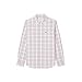 Lacoste Men's Check Print Stretch Shirt, White, Flamingo, & Red, Medium