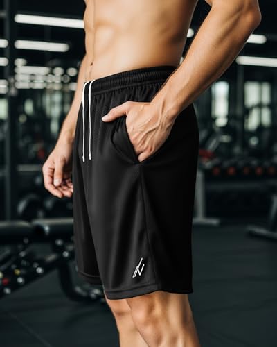 NY Threads Mens Athletic Shorts 2 Pack Quick Dry Lightweight Running Workout Gym Shorts with Pockets, Medium, Black/Medium Grey - Image 3
