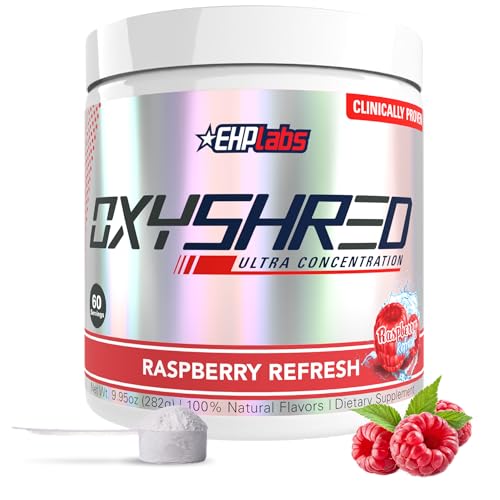 Image of EHP Labs OxyShred Pre Workout Powder - Preworkout Powder with L Glutamine & Acetyl L Carnitine, Energy Boost Drink - Raspberry Refresh, 60 Servings