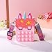 Kadunala Tasche Einhorn Schultertasche Fidget Toy Mädchen Schulbedarf Silikon Blase Umhängetasche Mode Regenbogen Pack Druckentlastung Popper Bubble Silikon Tasche für Mädchen（Pink）