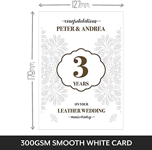3rd Anniversary Cards for couples, her, him, parents - (third anniversary / three years card) 3 years together - Milestone D2 - Personalised 3 year anniversary card for husband, wife, married couple