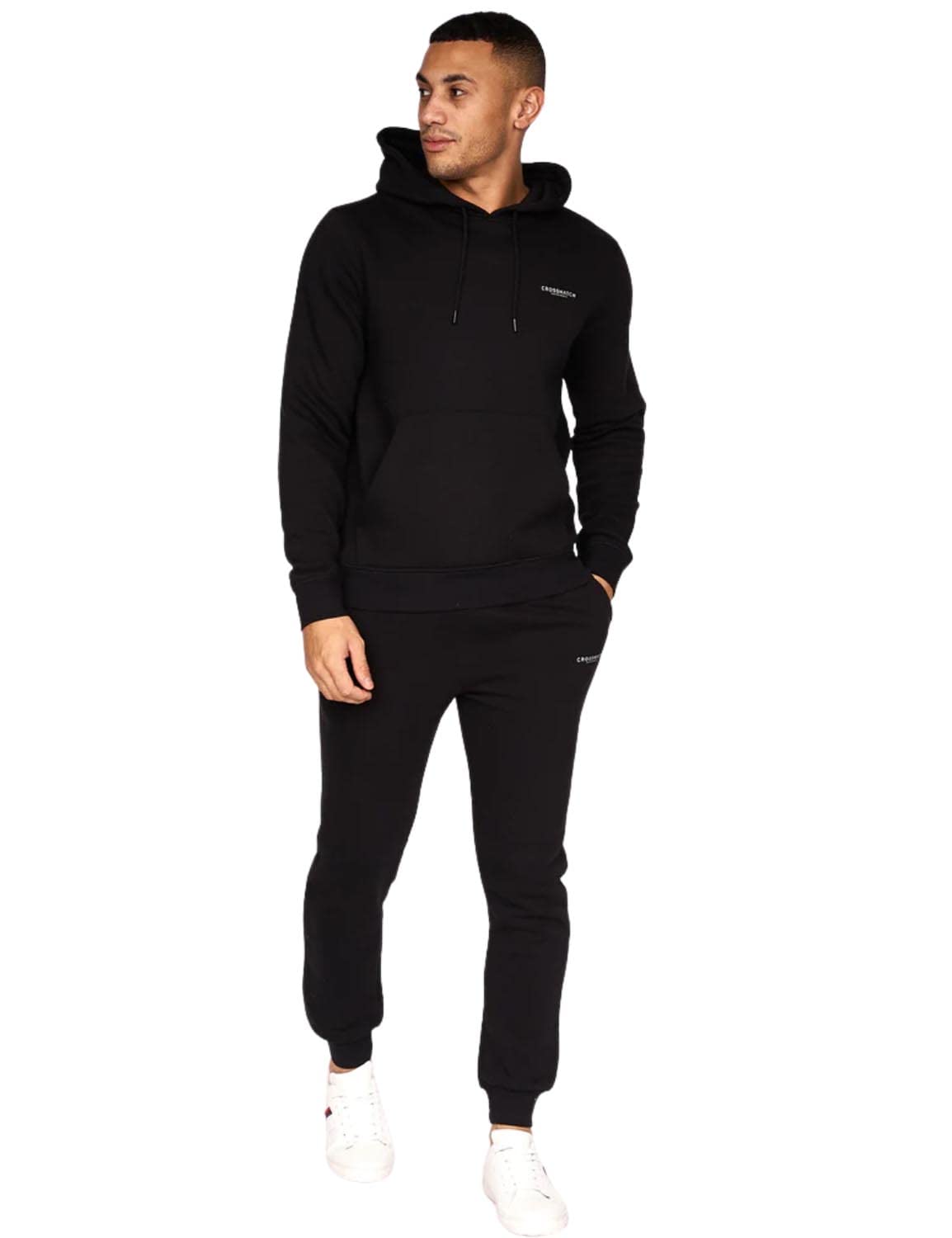 Crosshatch full tracksuit Hooded Fleece Sweatshirt Zip Up Hoodie Jacket Sweatpants Joggers by Jeanbase Black XXL