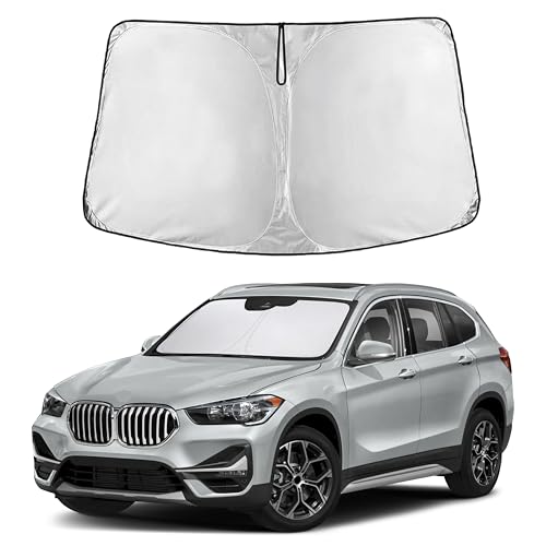Image of EcoNour Windshield Sun Shade Compatible for BMW X1 2016-2022 | Compact SUV Front Window Sunshade | Foldable Sun Visor Cover | Blocks UV Rays & Reduces Heat