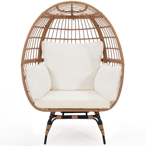 Murago Oversized 360 Swivel Rattan Egg Chair for Adult, Indoor Outdoor Patio Large Wicker Egg Chair...