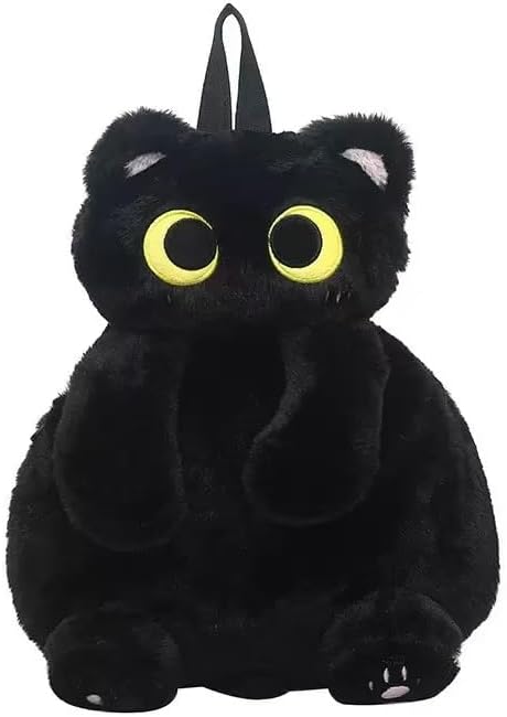 Cute Plush Black Cat Backpack, Stuffed Animal Backpack, Cute Cartoon Plush Bag for Girls Women