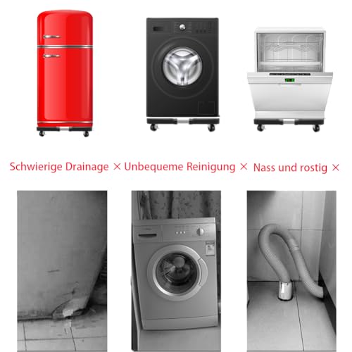 Washing Machine Stand with Wheels, Movable Fridge Stand Adjustable Washer Stand Movable Dryers Base 40-66cm for Dryers, Refrigerators, Freezers