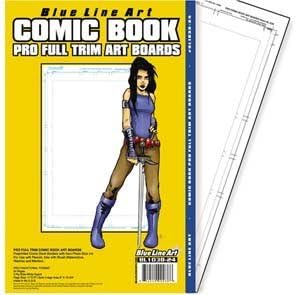 Blue Line Art Pro Full Trim Comic Book Art Boards (25 Sheets, 11 x 17, Matte White Paper)