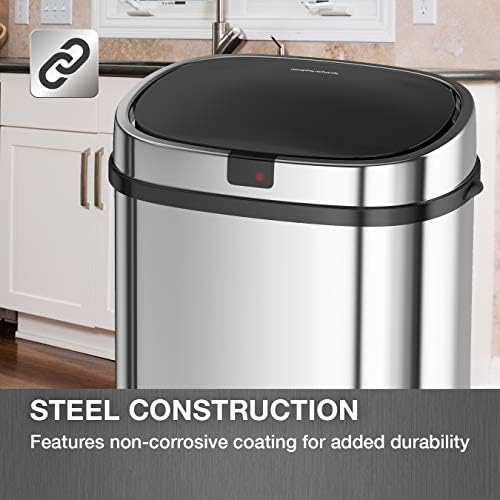 Morphy Richards Chroma 971504 Square Sensor Bin with Motion Sensing Technology and 3 Lemon Scented Bin Liners, Stainless Steel, 42 L
