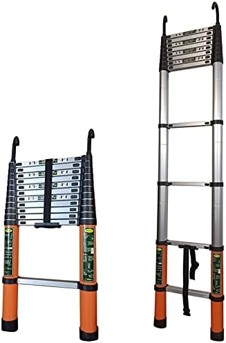 5m Telescoping Aluminum Extension Ladder Lightweight & Compact 150kg Load Capacity Detachable Hook Perfect for Home RV Roof Attic Use