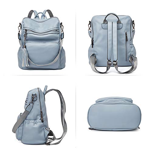 Image of Backpack Purse For Women Fashion Leather Designer Travel Large Ladies Shoulder Bags with Tassel Blue