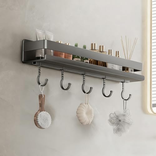 Modern Shower Shelf - Tool-Free Adhesive Organizer Waterproof Rustproof Carbon Steel Space-Saving Shower Caddy with Chic Design 11