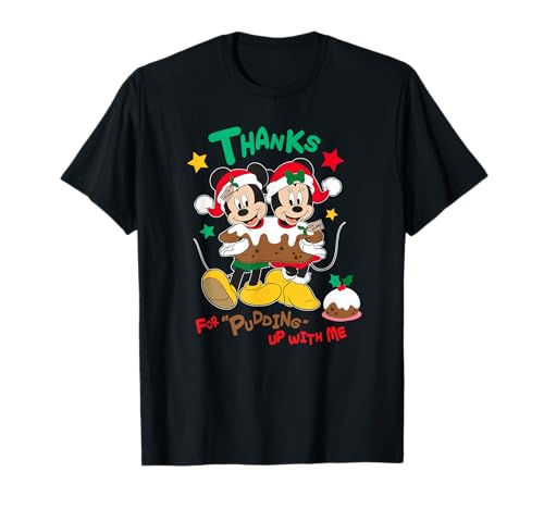 Image of Disney Mickey and Minnie Mouse Christmas Pudding Up with Me T-Shirt