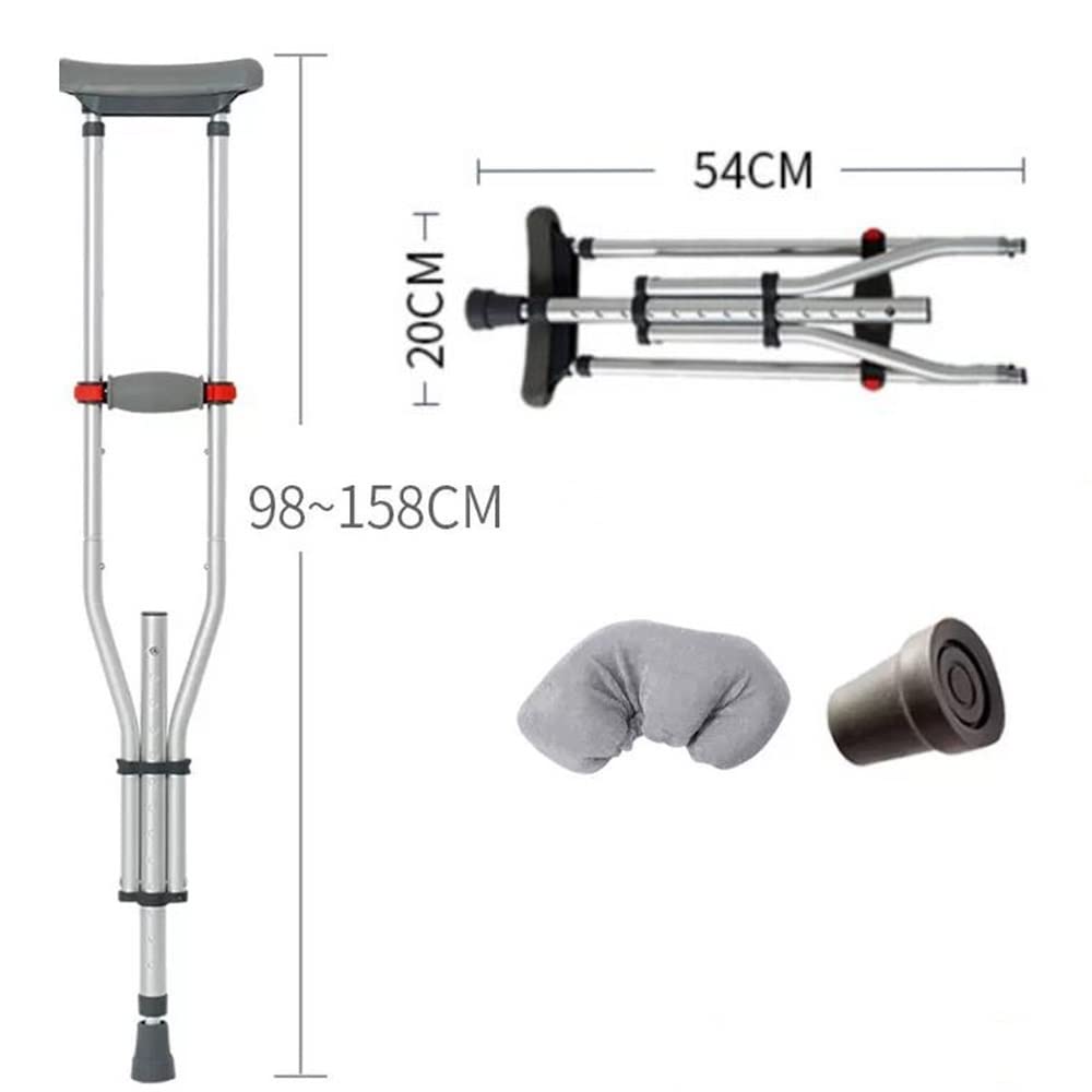 Muletas Ajustables Muletas De Antebrazo, Muletas Ortopédicas De Aluminio, Bastón Telescópicas para Adolescentes Plegables, Longitud del Bastón 98-158cm