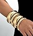 Chunky Gold Bangle Bracelets for Women, Dainty 14k Gold Plated Big Stackable Bangles Set, Trendy Cuff Bracelet Stack Fashion Jewelry Gifts (4 pcs chunky gold bangles)