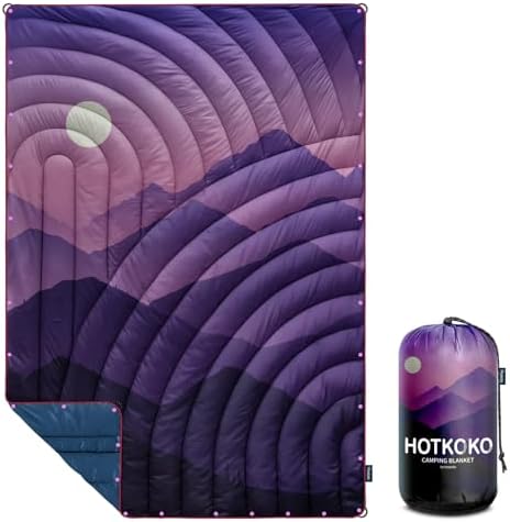 hotkoko Camping Blanket,Lightweight Down Alternative Puffy Printed Camping Blanket Packable Outdoor Blanket for Camping,Traveling, Stadium, Hiking, Picnics
