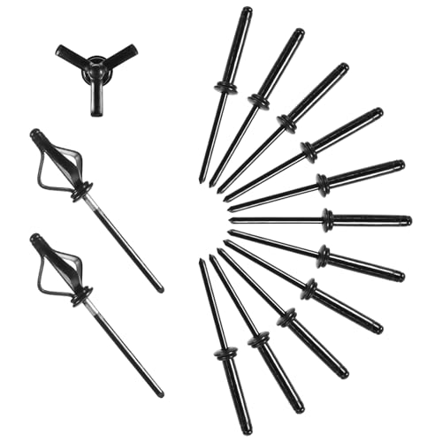 Tri Grip Rivets, 50 Pcs 3/16" x 1" Pop Rivets Aluminum with Waterproof O Rings Marine-Rivets Trifold Blind Rivet for Industries Automobiles Kayak Sailboat Furniture (Black)