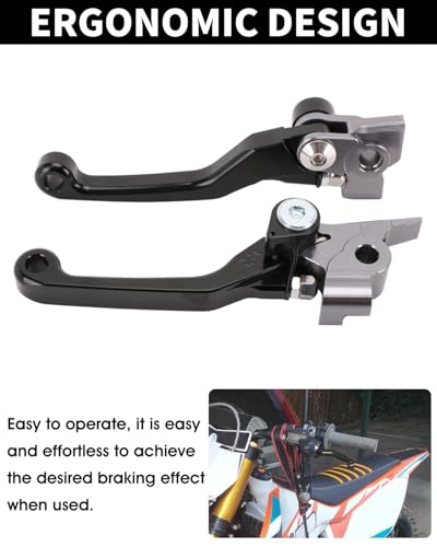 JFG RACING Dirt Bike Foldable Clutch Brake Levers,Clutch Lever Breakaway Levers for 125 150 250 300 350 450 500 SX XC EXC SXF EXCF XCW XCF TPI XCFW SMR Black