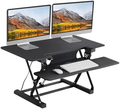 46" Electric Standing Desk Converter, Dyropcurv Series Height Adj...
