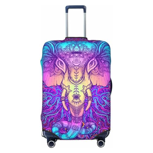 Elephant In Tribal Style Print Luggage Cover For Suitcase,Washable Elastic Travel Suitcase Protector With Zipper Closure And Bottom Buckle – Fits 18-32