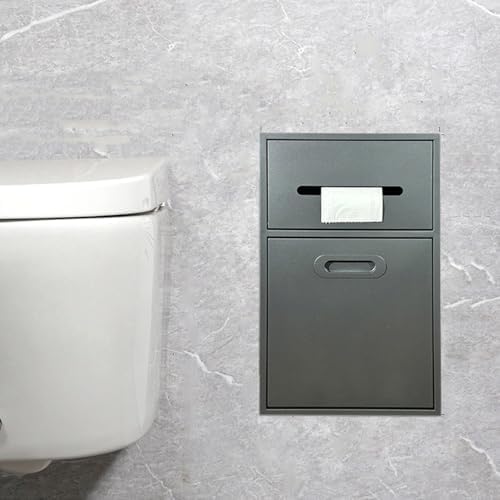 Panel de ducha de acero inoxidable para baño, diseño oculto, sin necesidad de azulejos, solución ahorradora de espacio con porta-papel higiénico y puerta, gris miniatura 2