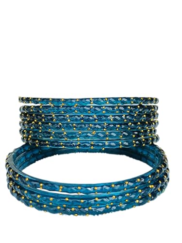 Image of JPS Plain and Glossy Finished Raindrop Glass Bangles Set for Women & Girls | Traditional Ethnic Chudi for Wedding, Party & Regular- Set of 12 Pcs of One Colour | Wedding Special