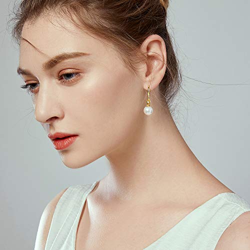 Shell Pearl Earrings Drop for Women 925 Sterling Silver Cubic Zirconia Pearl Dangle Earrings for Gift2