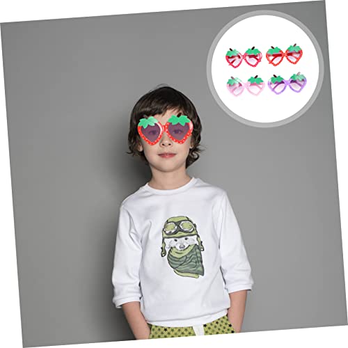 VANZACK Unique Strawberry Shaped Sunglasses for Boys and Girls 4 Pieces Toddler Strawberry Sunes Girls' Fashion Safe and Comfortable4