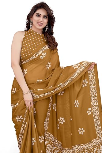 Image of MIRCHI FASHION Saree for Woman Chiffon Batik Printed | Lightweight Daily Wear Women's Office Sari with Blouse Piece (Available in 40 Colours)