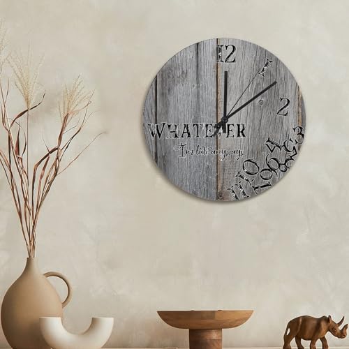 Horloge murale en bois Whatever I'm Late Anyways 38 cm pour salon