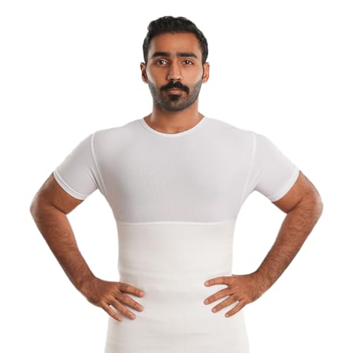 Pikachi Mens Half Sleeve Corset Tummy Control Waist Under Thoub T-Shirt Hide Kursh (2XL)
