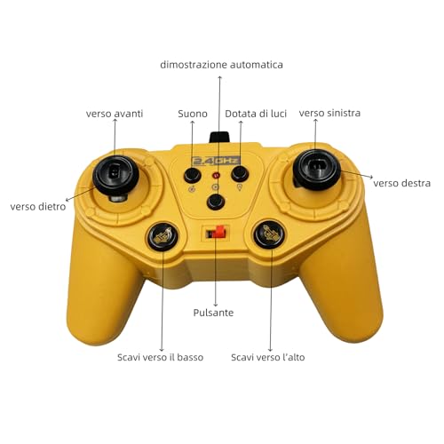 LioMaxi 9 K 1:16 4 Räder Bulldozer ferngesteuertes Spielzeug mit Licht und Sound, Metallschaufel, kabellose Fernbedienung, Front-Ladegerät mit Fernbedienung, für Geschenke für Kinder