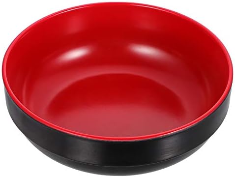 UPKOCH Melamine Serving Bowl Double Color Dessert Bowl Cereal Soup Salad Bowl Red and Black Ramen Bowl for Home Restaurant
