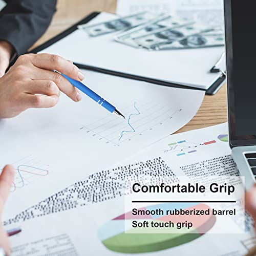 Oddmoal Ballpoint Pen With Stylus Tip, Soft Touch Click Metal Pen, 1.0Mm Medium Point, Black Ink, 12 Count(Blue) #TOP3