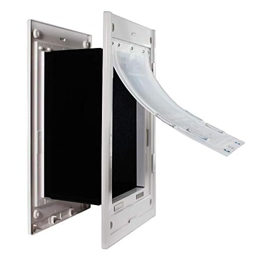 Dragon Wall Pet Door | Double Flap, White Frame, Medium Flap | Includes Locking Cover | Energy Efficient, Sturdy, Low Cost | Through Wall Pet Door