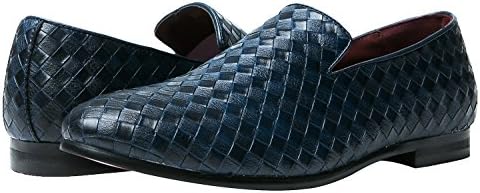 Santimon Mens Loafers Fashion Weave Dress Driving Flats Slip on Penny Loafer Casual Shoes Blue 7.5 US | Image 5